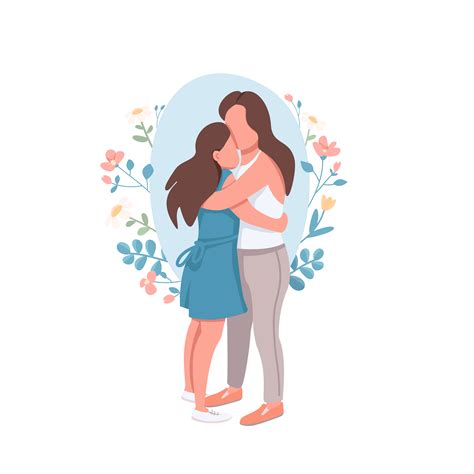 mother and daughter hugging drawing